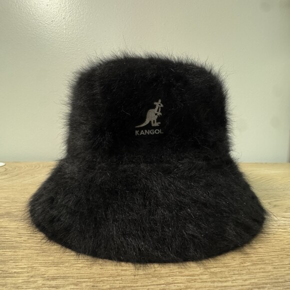 Kangol Other - Vintage KANGOL Bucket Black Rabbit Fur Blend Bucket Hat Size M